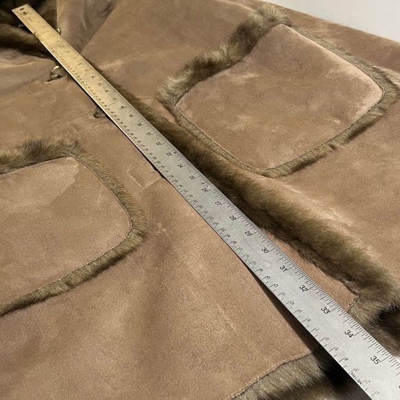 Dennis Basso Hooded Tan Suede Fur Coat Size XS - Picture 11 of 12